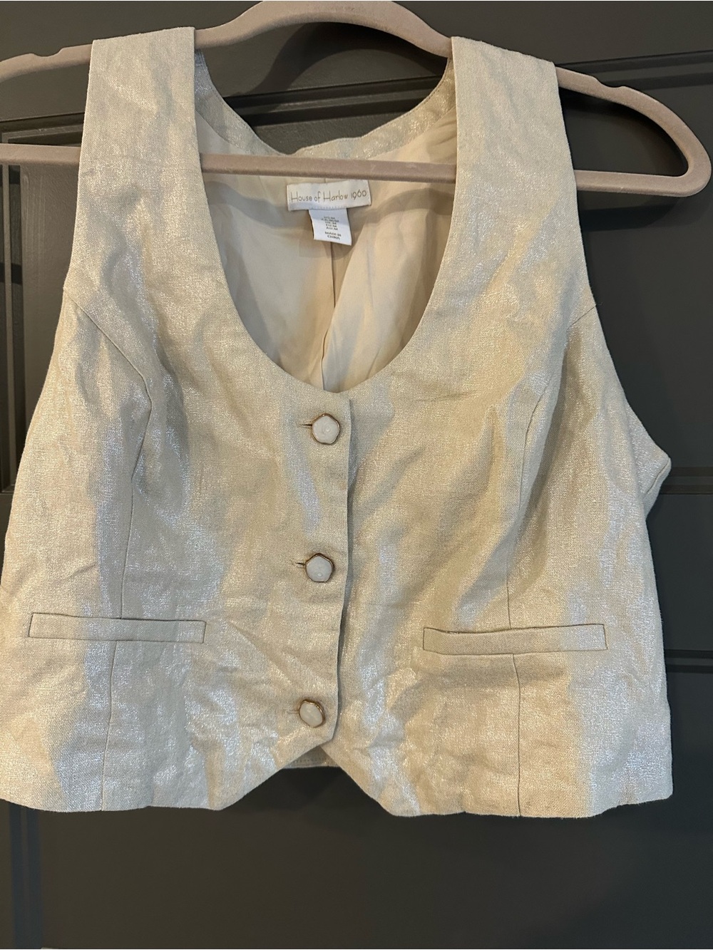 House of Harlow 1960 Champagne Labeled Vest